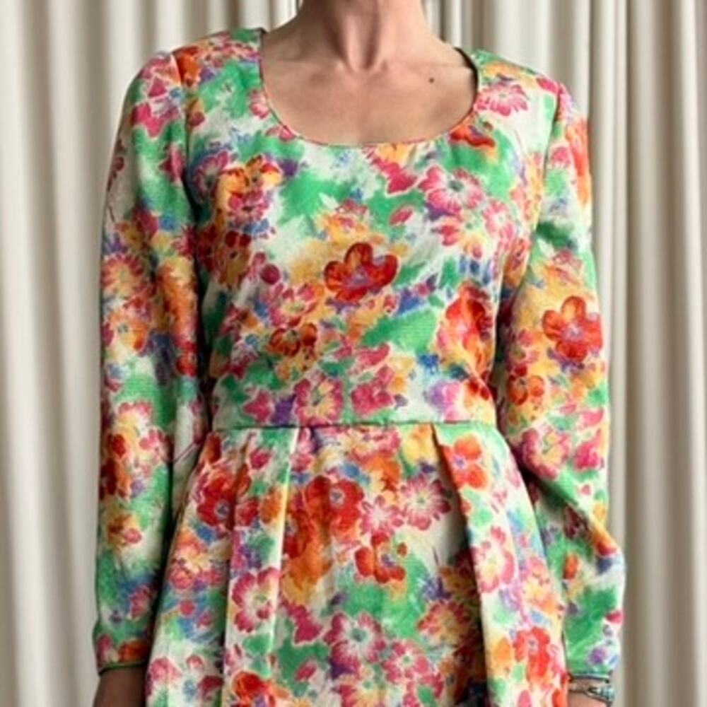 Chuck Jones Long Sleeve Floral Garden Party Dress - Size 12 - Picture 6 of 8